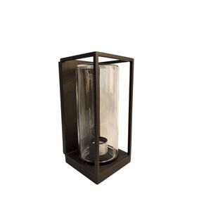 LUTEC 5288803412 Wall Light Indoor Outdoor Bronze Metal Clear Glass Cylinder E26